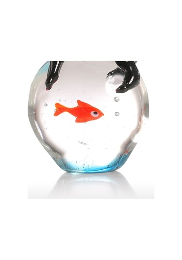 Xianwen Geeroyoo "el Yapımı Cam Heykel: Meraklı Kedi Ve Renkli