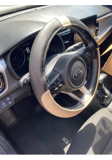 Point Geçmeli Direksiyon Kılıfı Bej Siyah F350 Model 9