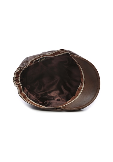 Tamer Tanca Erkek Hakiki Deri Taba Şapka 524 London-y Sapka Taba