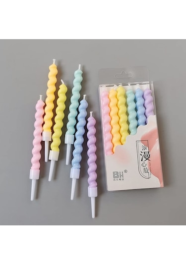 Makaron Renkli Spiral Mum 12 Cm 6 Adet