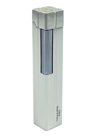 Slim Kare Metal Çakmak - Krom - Taşlı Gazlı Model 2