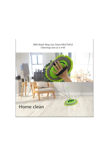 1 Yedek Bezi Mikrofiber Çok Fonksiyonlu Teleskopik Sopalı Oto Araba Yıkama Temizleme Fırçası Mopu