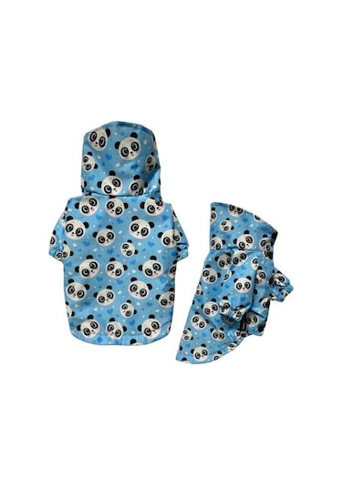 Gedyco Blue Panda Polarlı Küçük Irk Köpek Yağmurluğu