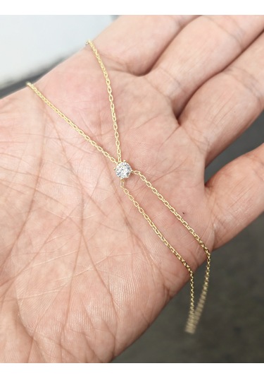 Tek Taşlı Gümüş Şahmeran Bileklik - Gold Renk Gold