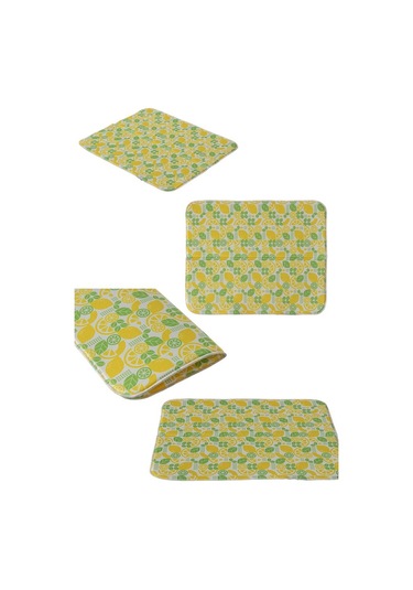 Bulaşık Kurutma Örtüsü, Bulaşıklık, Tezgah Üstü Bulaşık Matı, Süper Emici Mutfak Matı, Limon Desenli Çok Renkli