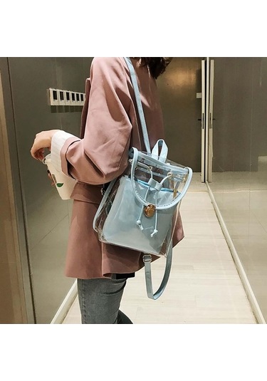 Dancemonkey Yaz Tatlı Su Sırt Şeker Şeffaf Renk Pvc Okul Moda Mavi Kompozit Kadın Jöle Geçirmez Çantası Çantaları Çanta Zr Mavi