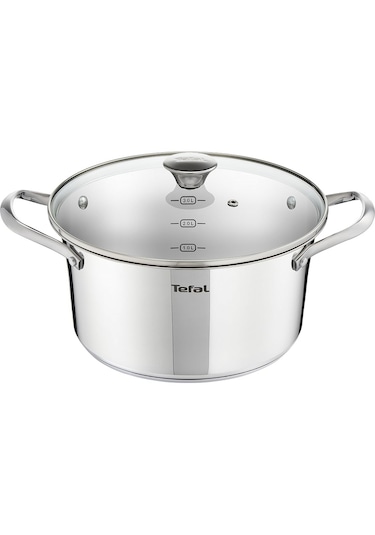 Tefal Simpleo B815S4 Tencere ve Tava Seti, 4 Parça, Paslanmaz Çelik/Siyah, 49.1 x 35.3 x 13.3 CM