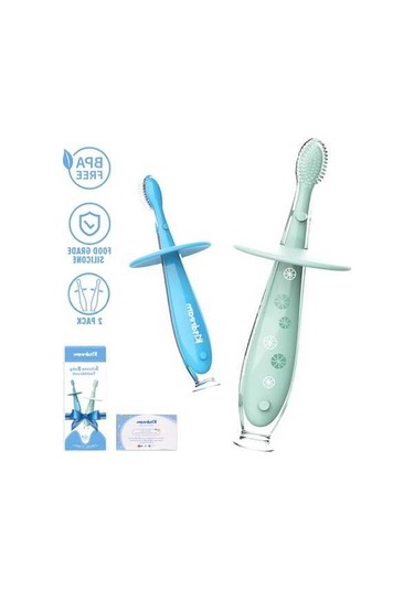 Didadodo Xindoker Silikon Diş Fırçası - 2'li Paket, Anti-boğulma Tasarımı, 0-5 Yaş İçin Çok Renkli Çok Renkli