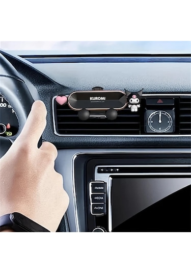 Elmpaly Siyah Kuromi Araç Telefon Tutucu - Evrensel Havalandırma Klipsli