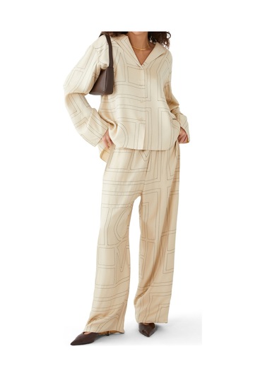 Toteme Saten Monogram Pijama Üstü Beyaz