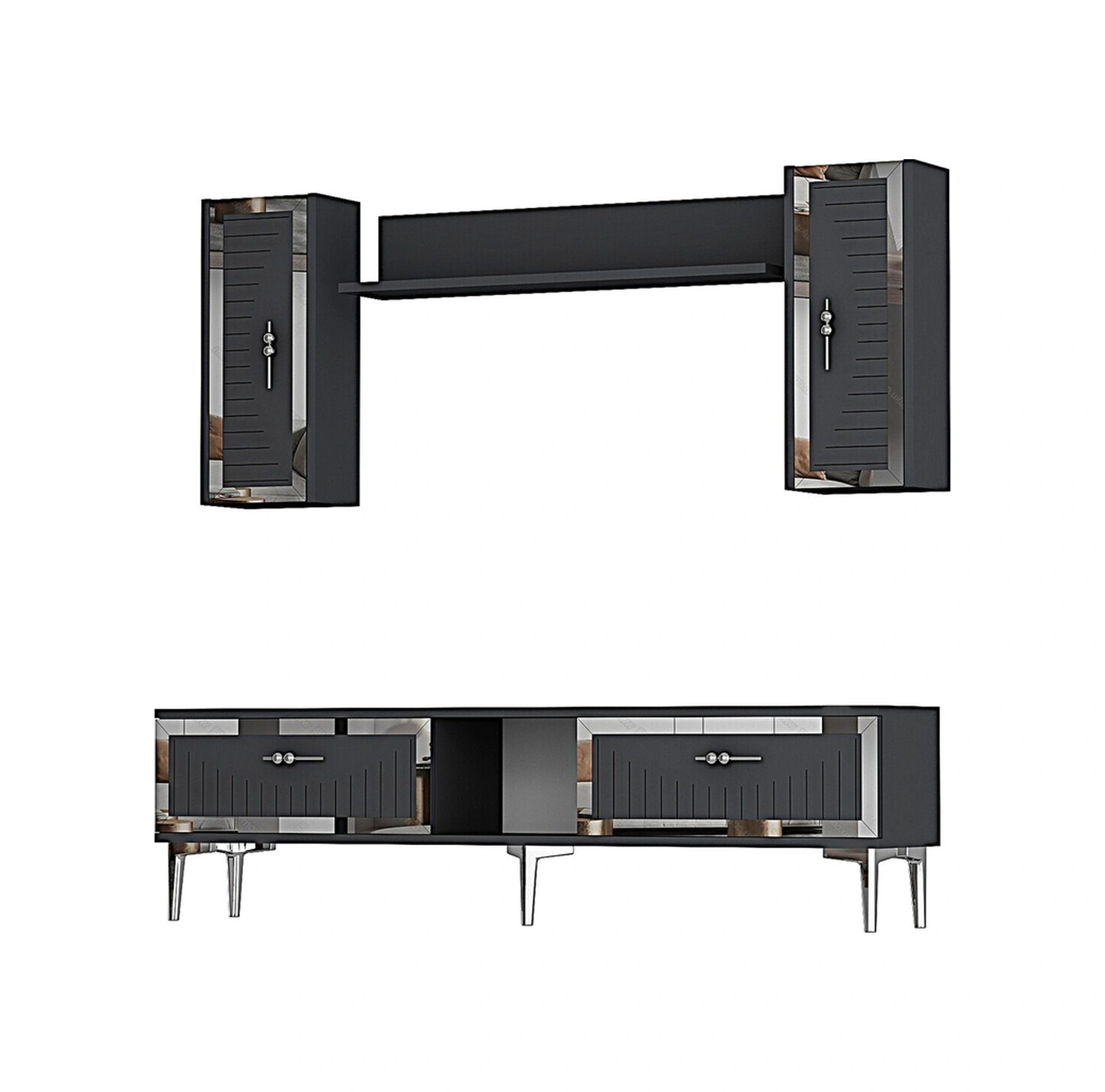 Tvr1501as - Tuna150 Tv Ünitesi Antrasit Sılver 150cm Antrasit Gümüş