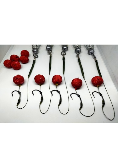 30 Gr Yaylı Çilek Boili Rig Takımı 5 Adet Yedek Boili 5'li Set