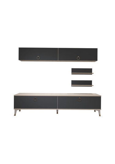 Decoraktiv Eko 5 Mdf Std Gold Tv Ünitesi Tv Sehpası Beyaz - Antrasit