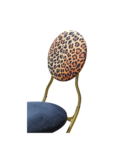 Katlanabilir Leopar Desenli Gold Metal Sandalye