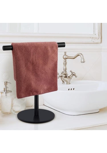 Tenfowee Sus304 Paslanmaz Çelik Mat Siyah 4 Kanca T Tipi Havluluk - Dairesiz Kurulum, Anti-skayma Tabanlı, Banyo/mutfak Multifonksiyonel Havlu Ve Küçük Eşya Tutucu Siyah