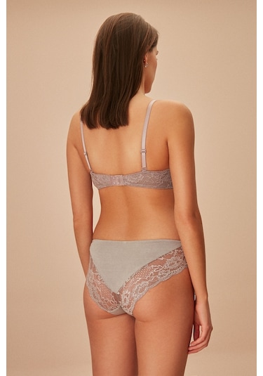 Suwen Lacy Yarı Destekli Straplez Sütyen Sw8371100 Vizon