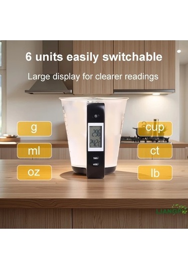Fastbuy Wangxi Siyah Hamur Malzemeleri Tartmak Için Lcd Ekranli Mutfak Olcu Kupasi Siyah Siyah
