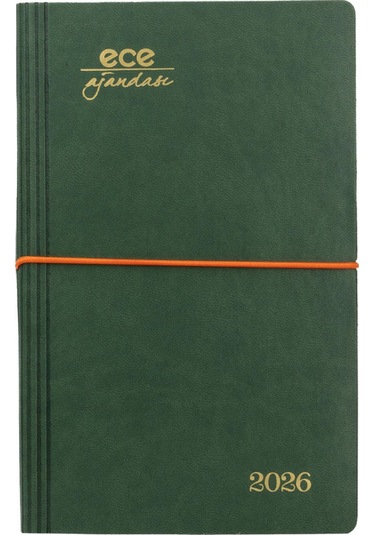 Ece Ajandası Yeni Akçay 2026 Yeşil - Günlük Çizgili 12x18 Yeşil