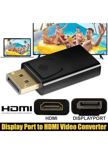 Displayport To Hdmi 4K Kablo Display Port Çevirici Dönüştürücü Mini