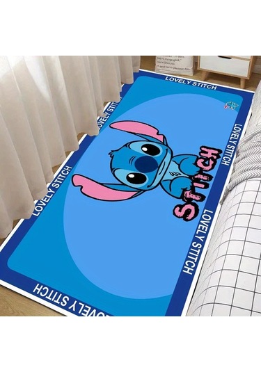 Fochsia Happy Disney Stitch Yoga Matı Lilo Donut Desenli Katlanır Yıkanabilir Halı