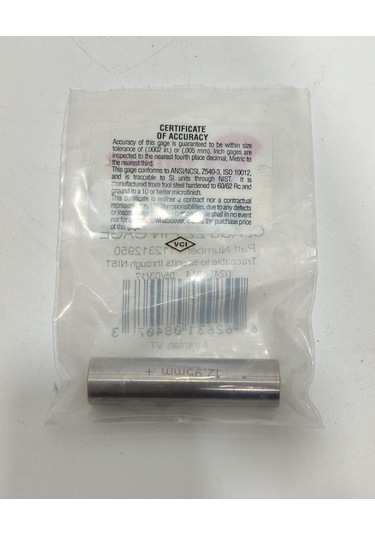 Vermont Gage Çelik Pin Kontrol Eşi 12,95mm