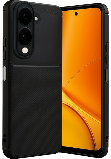 Vivo Y29s Uyumlu Kılıf Karbon Tasarım Kamera Korumalı Silikon Telefon Kılıfı Kapak Siyah