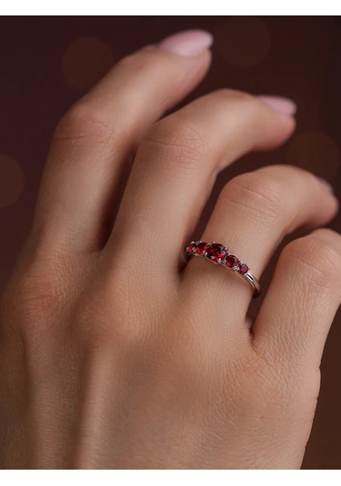 Lucente 925 Ayar Gümüş Kırmızı Taşlı Yüzük 246659875 Kırmızı