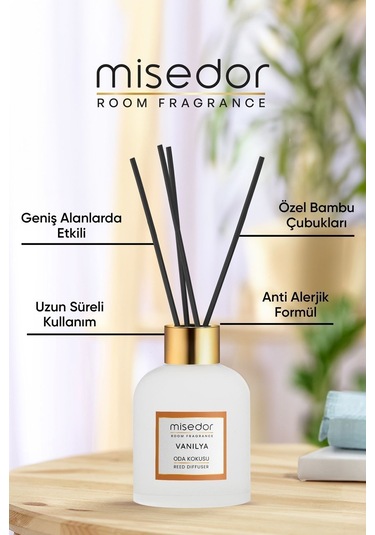 Misedor Vanilya Çubuklu Oda Kokusu 120 ML + Oda Spreyi 330 ML