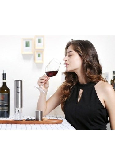 Jokmae Paslanmaz Çelik Otomatik Şarap Açacağı - 6-8 Saniye Açılım, Gümüş Diğer