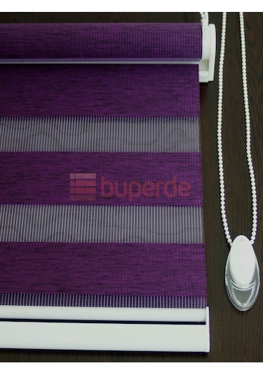 Buperde Mor Mürdüm Bambu Zebra Stor Perde