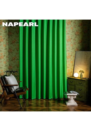 Yeşil 1 Adet Basit Tarzı Renkli Tül Çekme Pilili Bant Pencere Perdesi Nispeten Kalın Sırf Perde Oturma Odası Mutfak Perdesi Napearl W100cm X L250cm