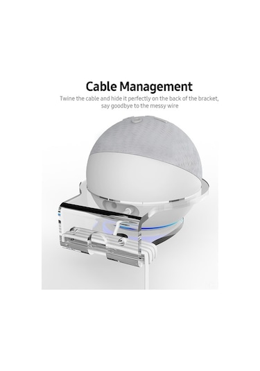 Fastbuy Echo Dot 4 Şeffaf Akrilik Tutucu, Duvar Kabloları Gizle, Kolay Kurulum, Ses Kalitesini Korur