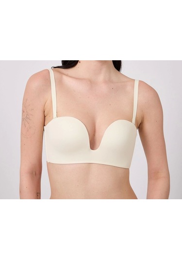 Freshness Msf05 Destekli V Dekolte Lazer Kesim Sütyen Ekru