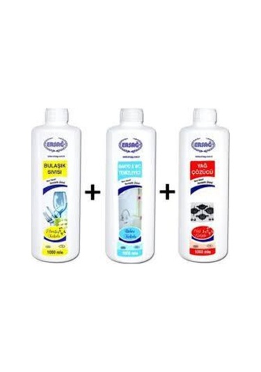 Ersağ Bulaşık Deterjanı Yağ Çöz ve Banyo Wc Temizleyici 3 x 1 KG