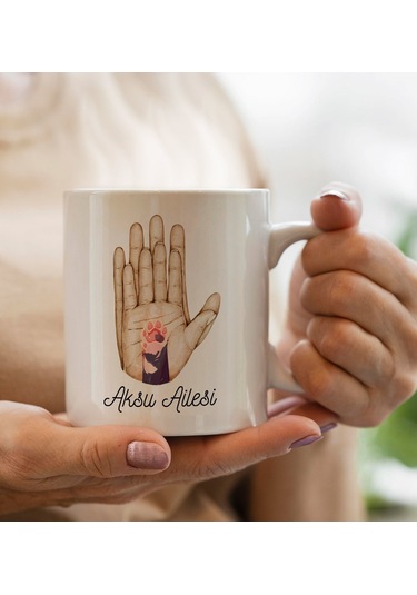 Bk Gift Kişiye Özel İsimli Aile Ve Pati Beyaz Kupa Bardak -3, Anneye Hediye, Yeni Doğum Hediye Kobitmeyencom30303 Bk Gift