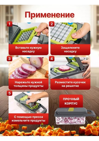 Sabrosa Sebze Doğrayıcı El Rendesi Küp Küp Sebze Rendesi Doğranmış 152063419 Gri