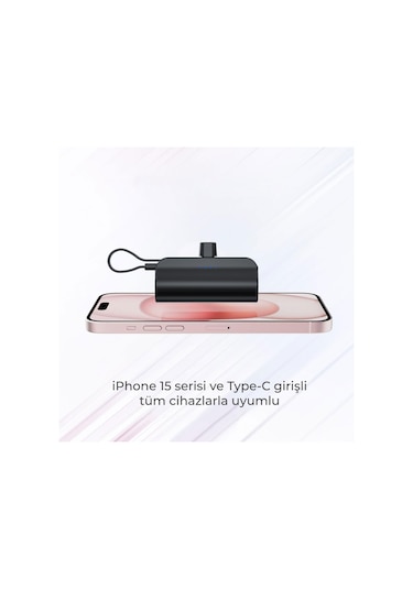 Woyax By Deji 5000 mAh Dahili Kablolu Type-c Soketli Mini Powerbank