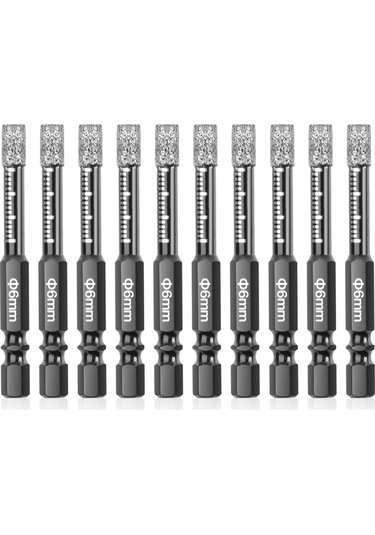 10 Adet Elmas Matkap Ucu, 6 Mm Kuru Elmas Çekirdek Matkap Ucu Seti