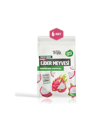 Dondurularak Kurutulmuş Beyaz Ejder Meyvesi 20 G Freeze Dried Meyve Cipsi Meyve Kurusu 6 Adet
