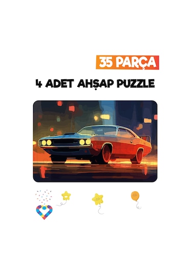 Ahşap 35 Parça 4 Adet Çocuk Puzzle-2