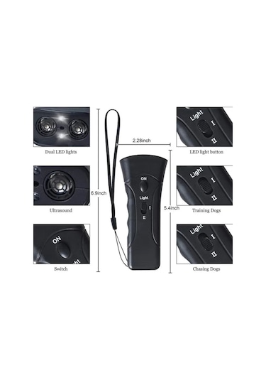 Ultrasonik Köpek Eğitme Ve Saldırgan Hayvan Kovucu Cihaz Pil Dahildir