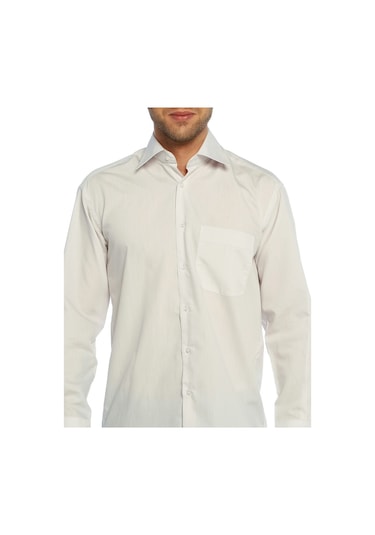 Açık Gri Klasik Kesim Uzun Kol Düz Renk Erkek Gömlek // 150-29 Açık Gri