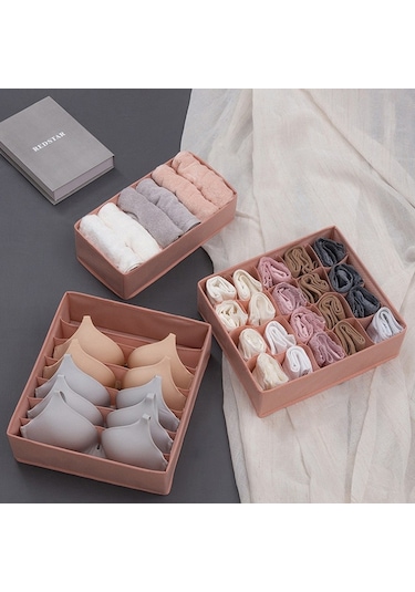 Cbtx 3 Adet Çekmece Tarzı Ev Organizatör Morandi İç Giyim Çorap Kapaksız Saklama Kutuları Bej