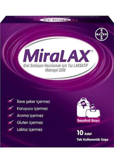 Miralax Oral Solüsyon Makrogol 3350 Tek Kullanımlık 10 Saşe