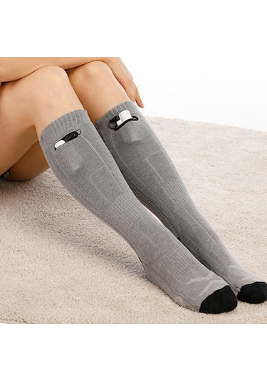 Yıkanabilir Şarj Edilebilir Elektrikli Isıtmalı Çorap 3 Modlu Gri