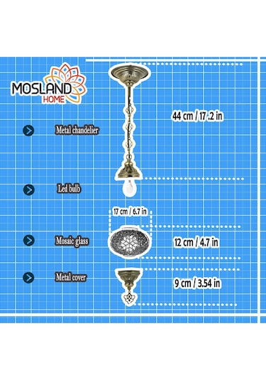 Dekoratif Osmanlı Fas Lambası Mozaik Avize Tekli Sarkıt Renkli