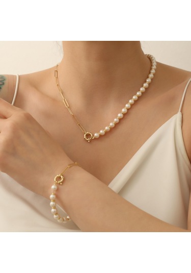 925 Ayar Gümüş Creamrose Tatlı Su İncisi Set-7.50mm