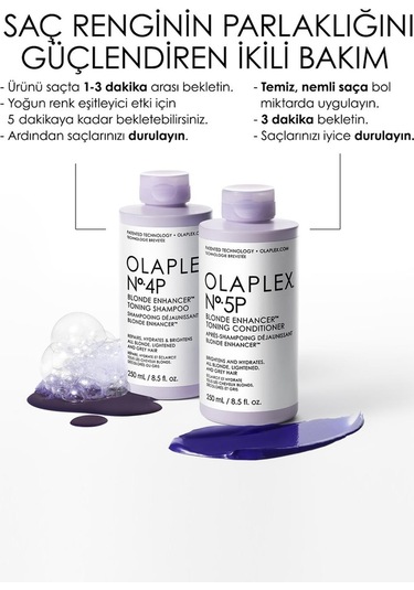 Olaplex No:4p Blonde Enhancer Şampuan 250 ML + No:5p Saç Kremi 250 ML + No:3 Hair Perfector 100 ML