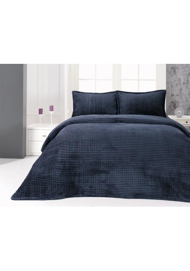 Merinos Modern Line Çift Kişilik Battaniye Seti Lacivert Lacivert