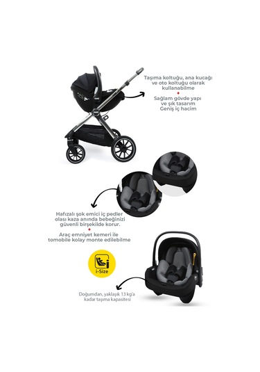 Kanz Explorer Autofold Travel Sistem Bebek Arabası Cole Black